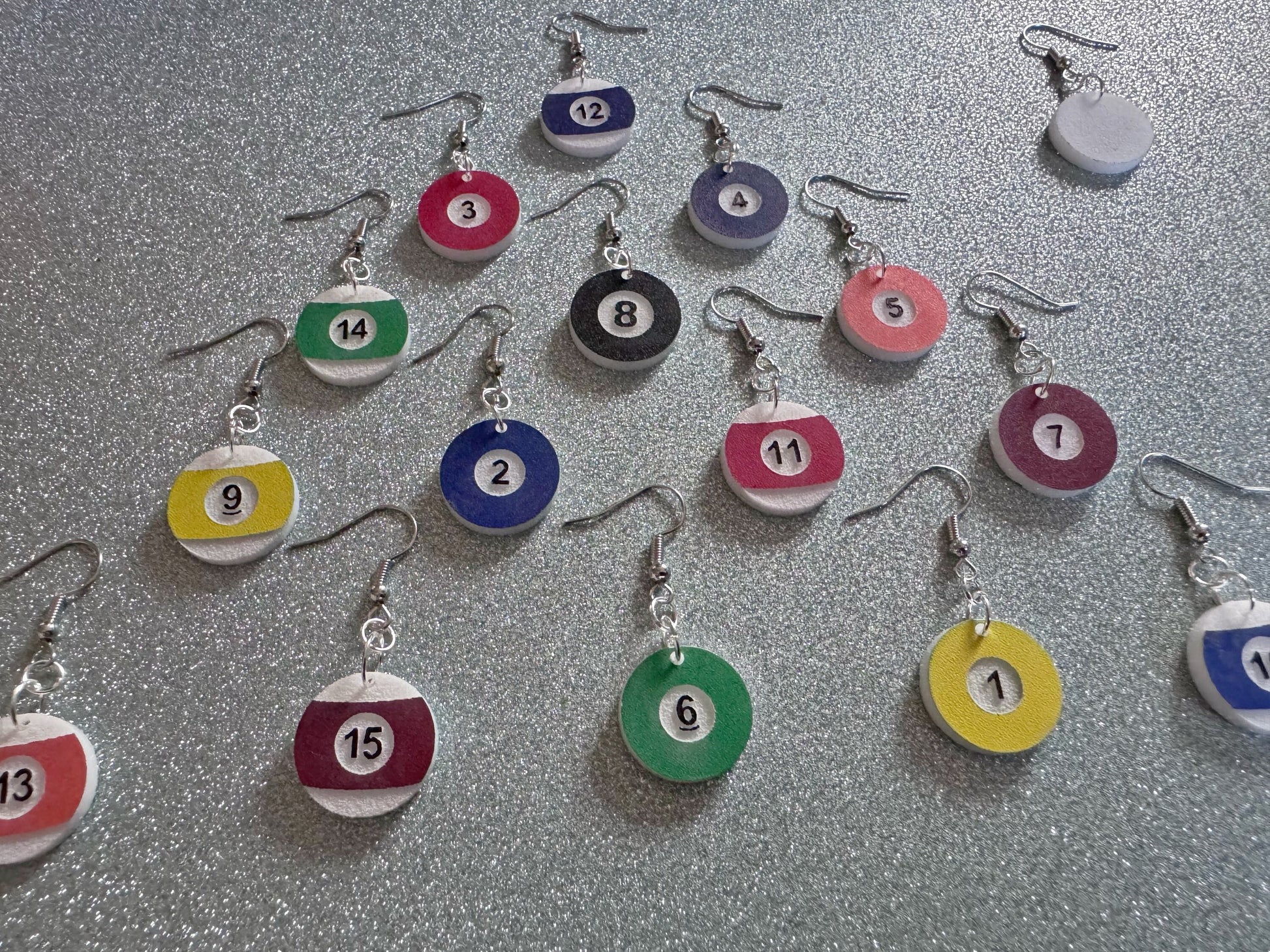 Billiard Ball Earrings: Laser Cut Acrylic Pool Balls, Pool Rack, Sports, Game Night, Eight Ball, Best Gifts for Her/Him/Them