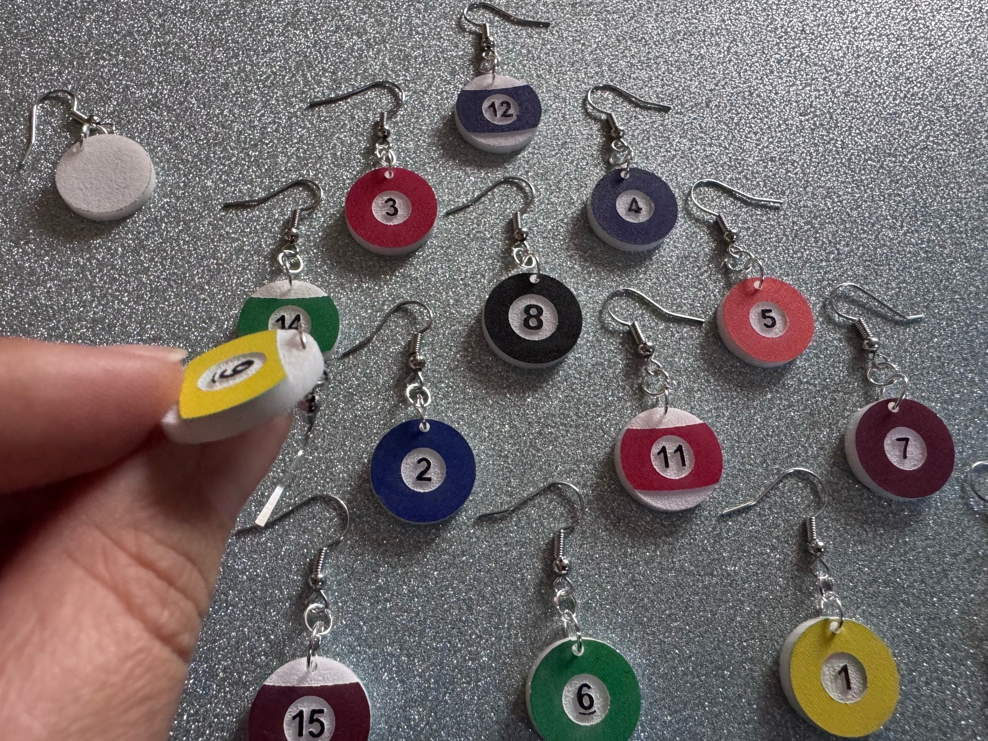 Billiard Ball Earrings: Laser Cut Acrylic Pool Balls, Pool Rack, Sports, Game Night, Eight Ball, Best Gifts for Her/Him/Them