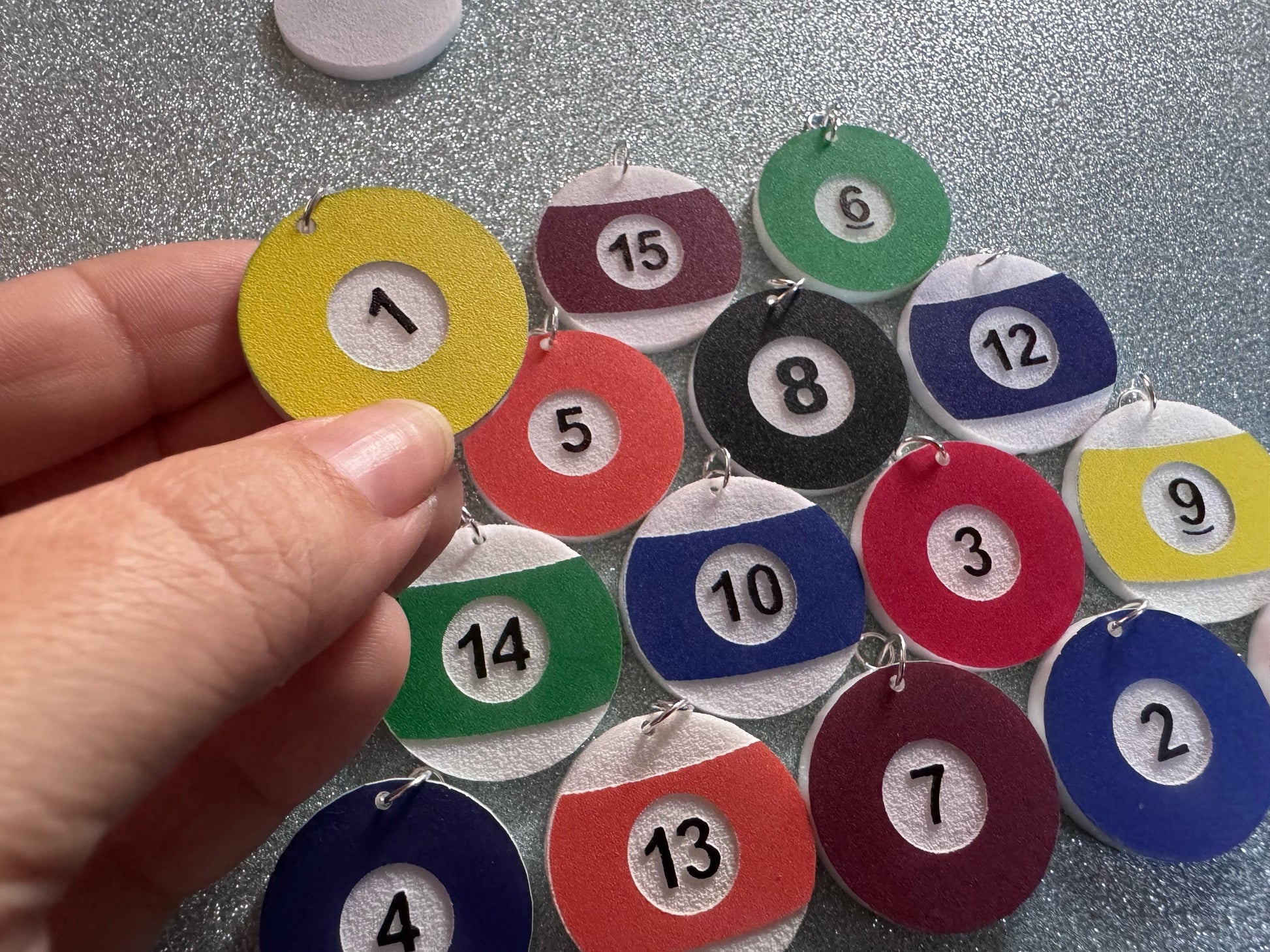 Billiard Ball Earrings: Laser Cut Acrylic Pool Balls, Pool Rack, Sports, Game Night, Eight Ball, Best Gifts for Her/Him/Them