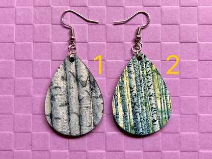 Birch Earrings: Birch Bark, Birch Trees, Forest, Sublimated Earrings, Best Gifts for Her/Him/Them
