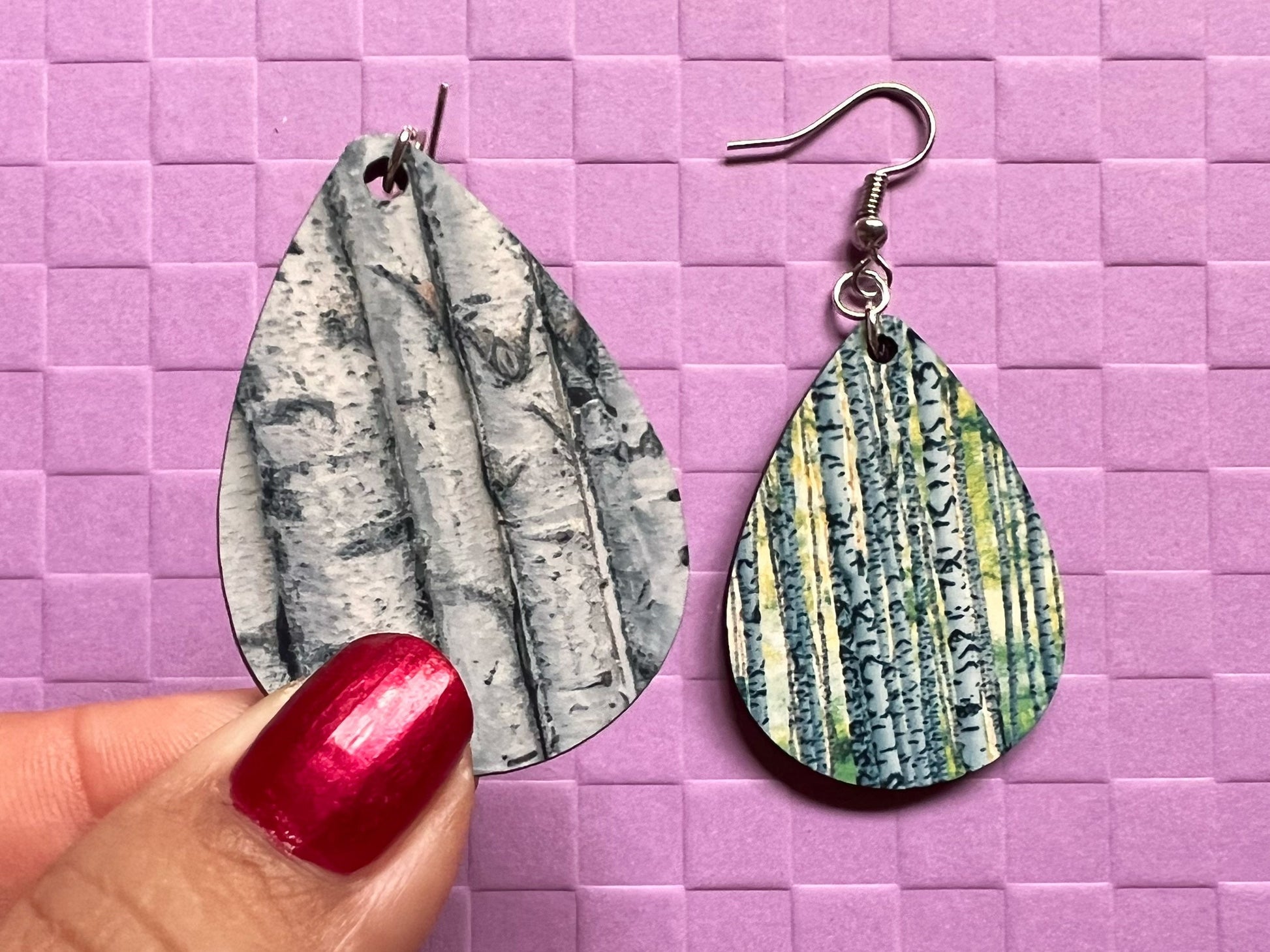 Birch Earrings: Birch Bark, Birch Trees, Forest, Sublimated Earrings, Best Gifts for Her/Him/Them