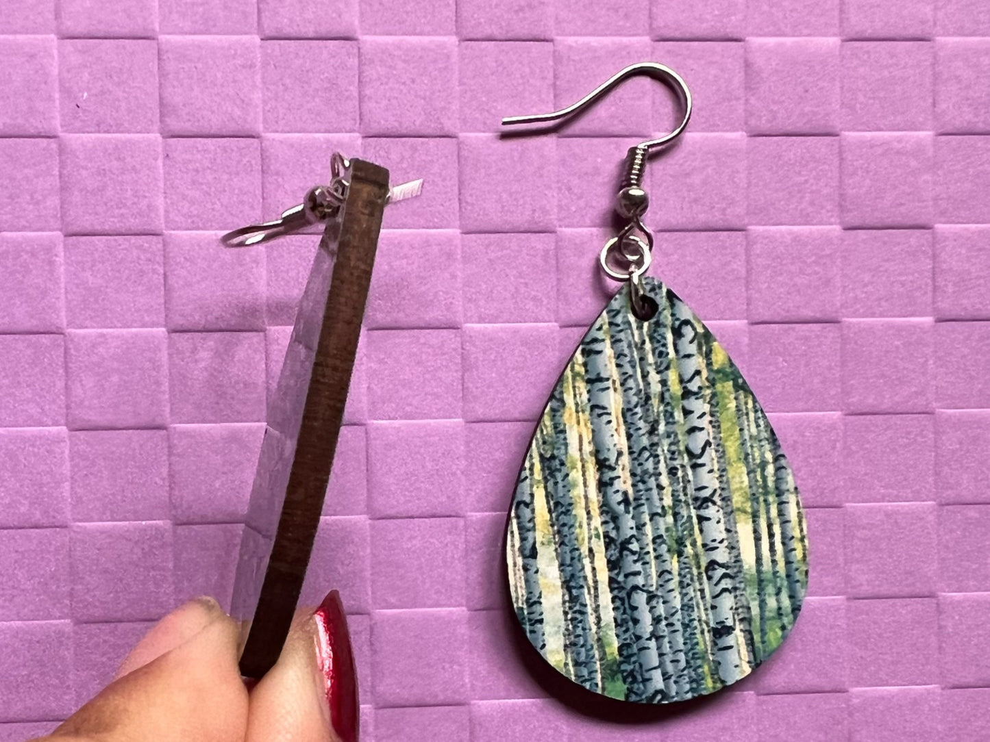 Birch Earrings: Birch Bark, Birch Trees, Forest, Sublimated Earrings, Best Gifts for Her/Him/Them