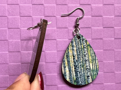 Birch Earrings: Birch Bark, Birch Trees, Forest, Sublimated Earrings, Best Gifts for Her/Him/Them