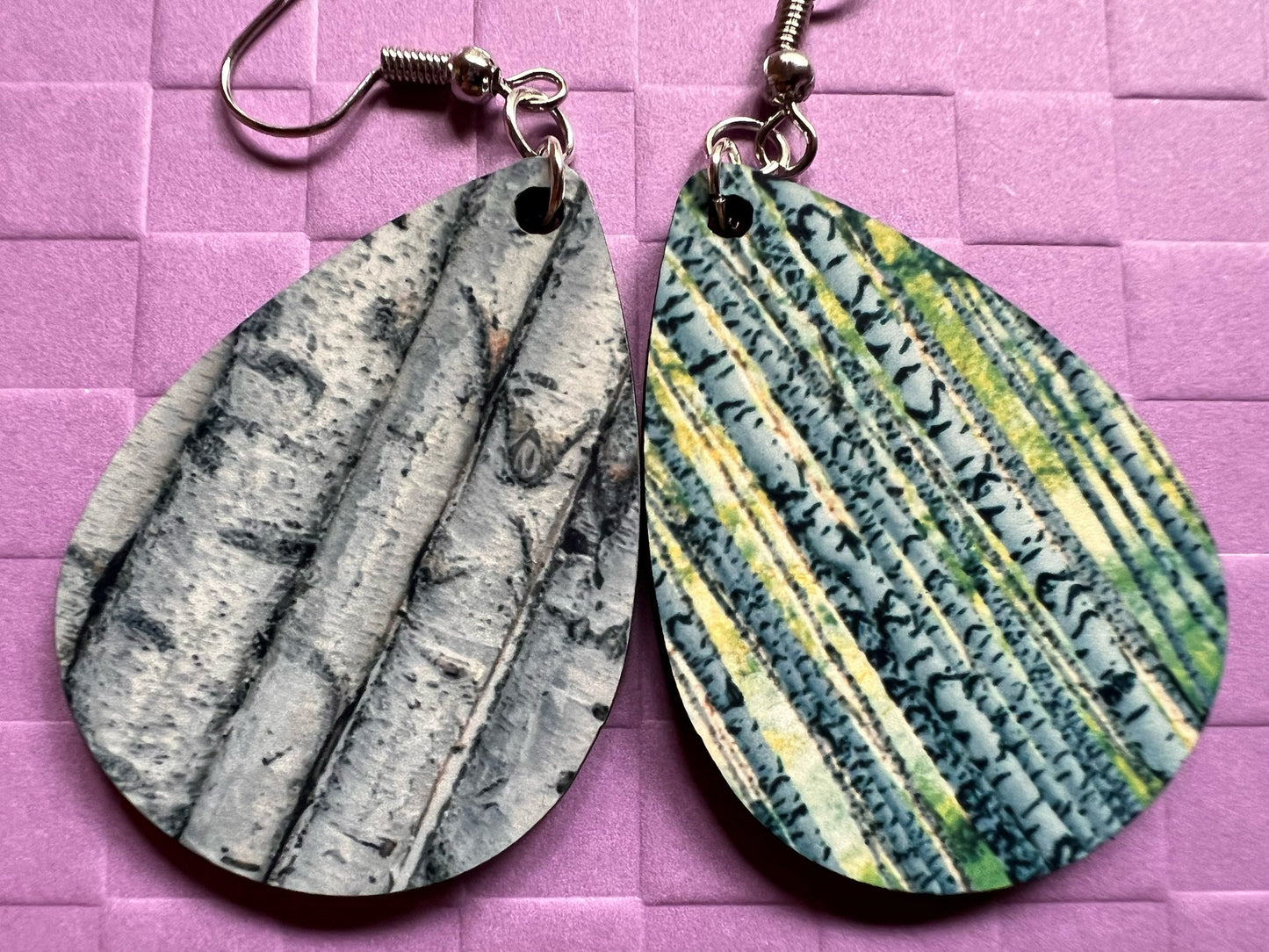 Birch Earrings: Birch Bark, Birch Trees, Forest, Sublimated Earrings, Best Gifts for Her/Him/Them