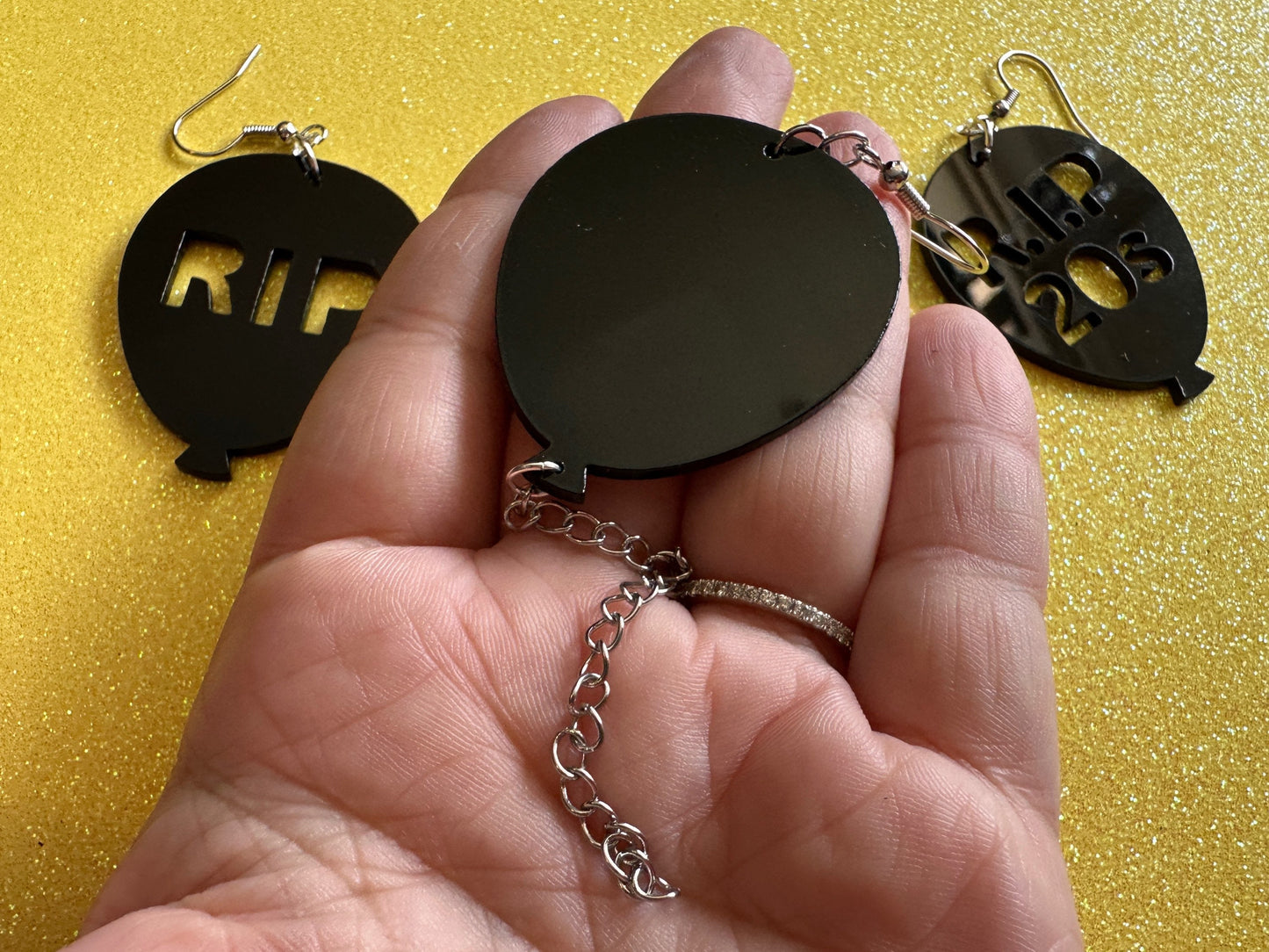 Black Balloon Earrings: Laser Cut Acrylic Balloons, RIP, Funeral, RIP 20s, Party, Celebrate, Helium, Birthday, Gifts for Her/Him/Them