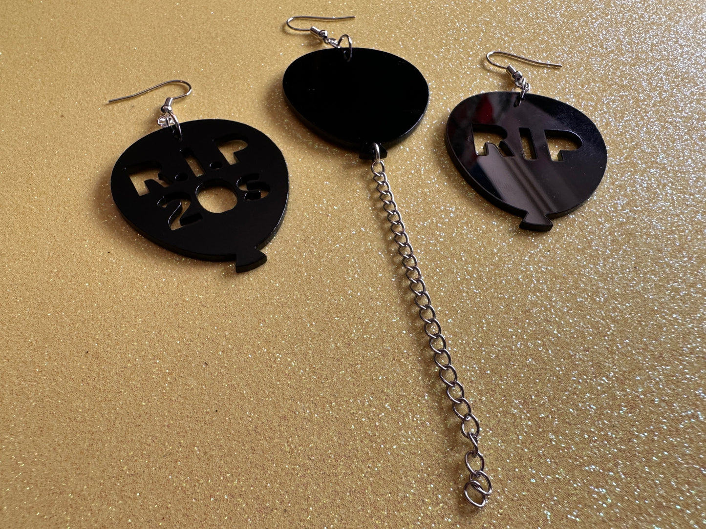 Black Balloon Earrings: Laser Cut Acrylic Balloons, RIP, Funeral, RIP 20s, Party, Celebrate, Helium, Birthday, Gifts for Her/Him/Them