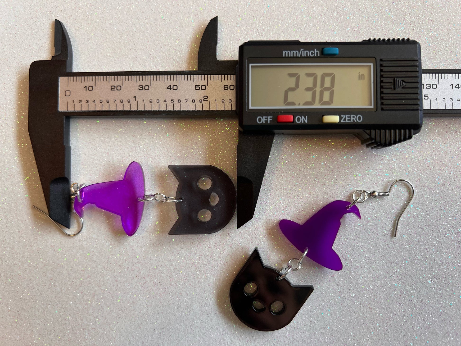 Black Cats & Purple Witch Hat Halloween Earrings: Laser Cut Acrylic, Witch Hats, Black Cats, Spooky, Best Gifts for Her/Him/Them