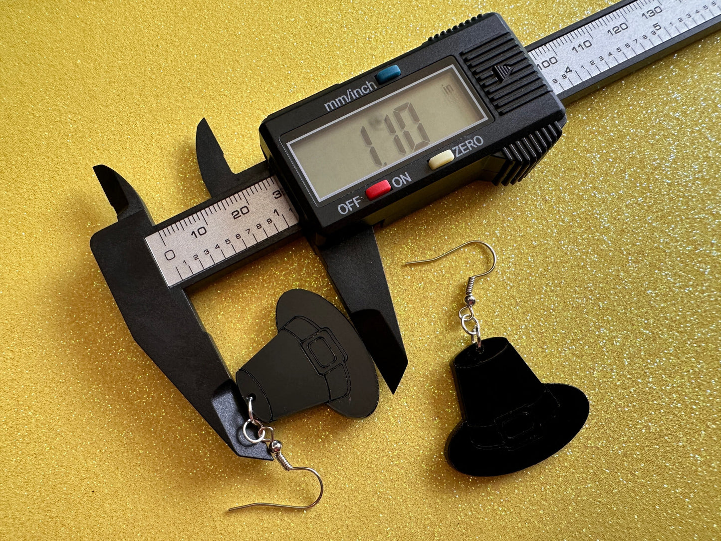 Black Engraved Pilgrim Hat Earrings: Laser Cut Acrylic Thanksgiving Earrings, Holiday, Pilgrims, Give Thanks, Gifts for Her/Him/Them