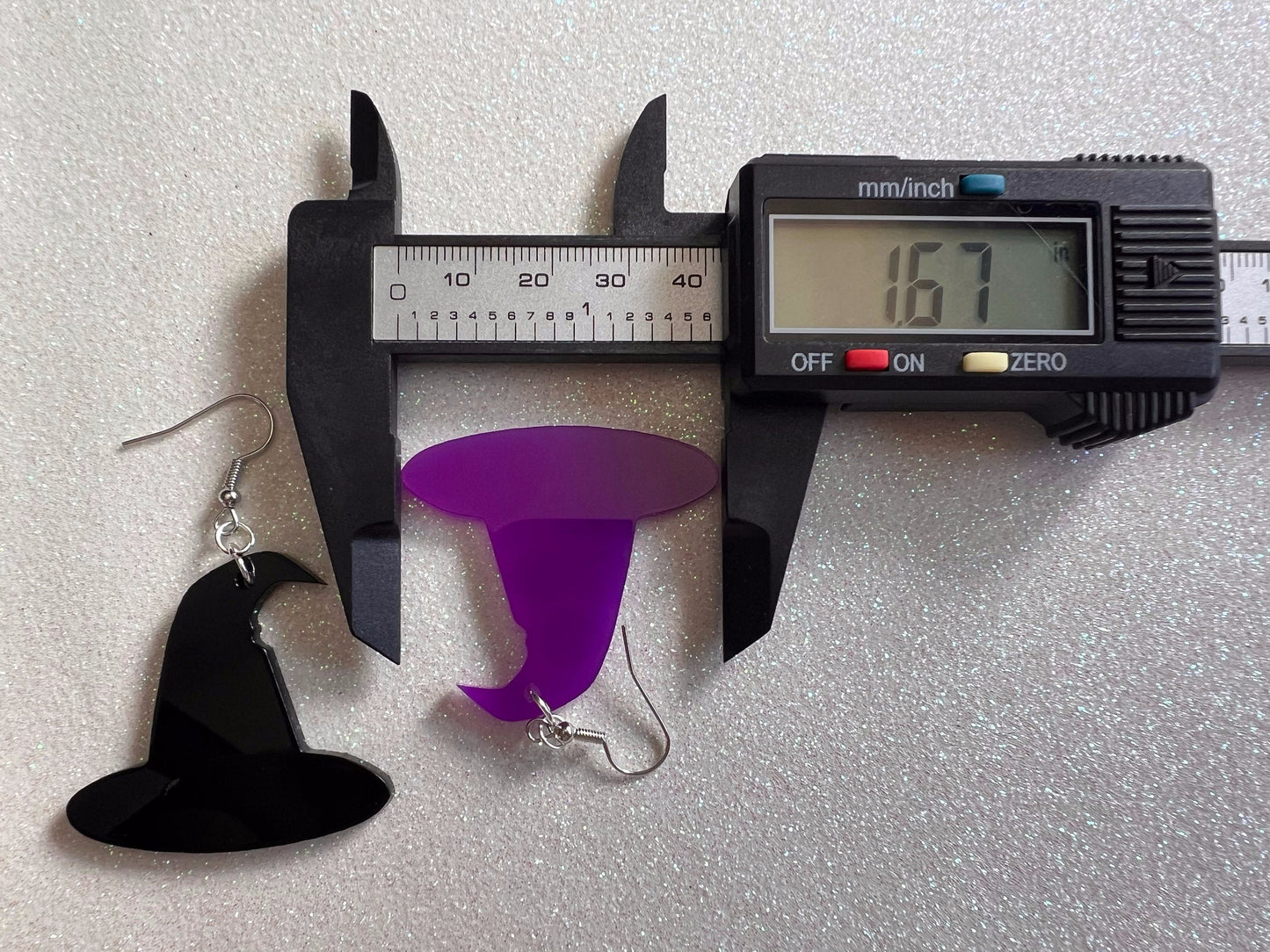 Black & Purple Halloween Earrings: Laser Cut Acrylic Witch Hats, Words, Halloween Themed, Spooky, Best Gifts for Her/Him/Them