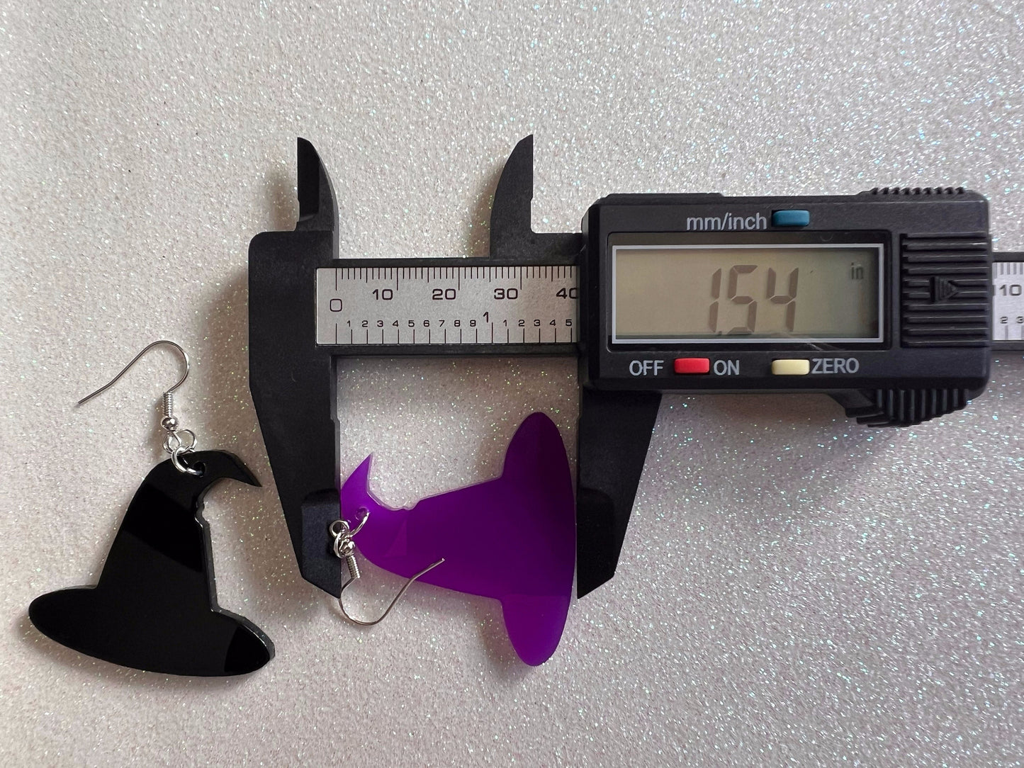 Black & Purple Witch Hat Halloween Earrings: Laser Cut Acrylic Witch Hats, Witches, Spooky, Best Gift for Her/Him/Them