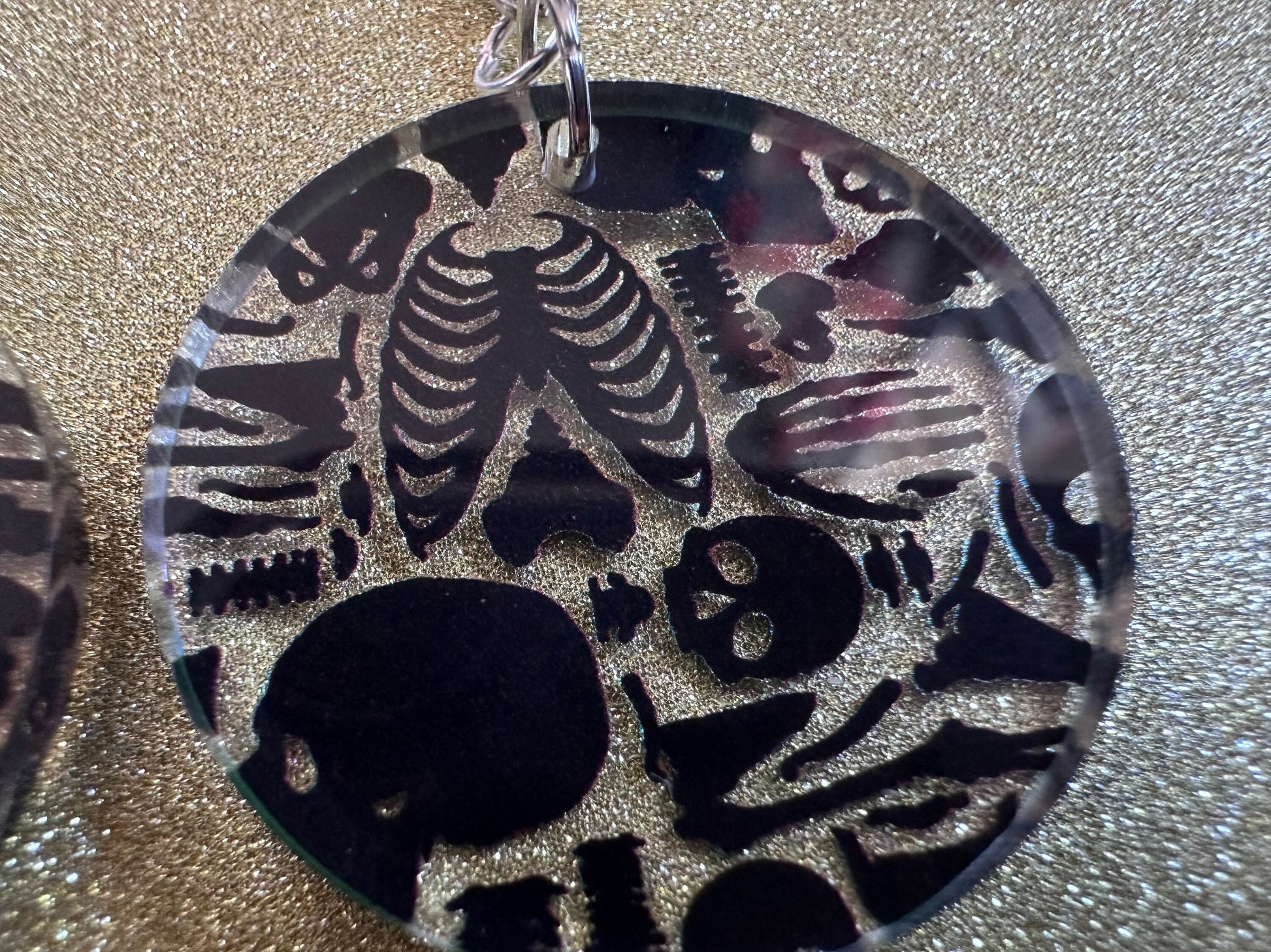 Black Skeleton Earrings: Laser Cut Acrylic Skeletons, Skull, Skulls, Spine, Bones, Halloween, Spooky, Science, Best Gifts for Her/Him/Them