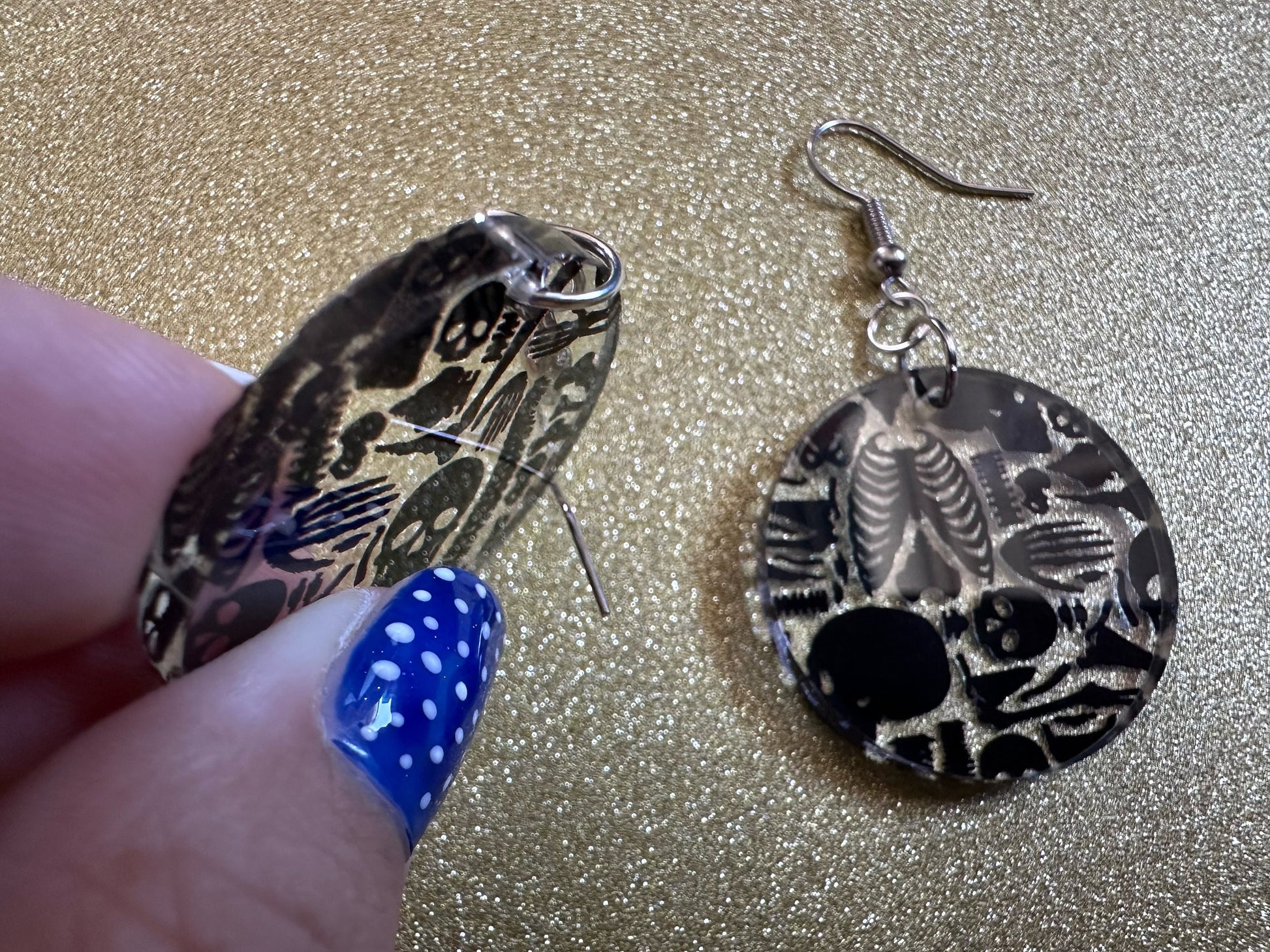 Black Skeleton Earrings: Laser Cut Acrylic Skeletons, Skull, Skulls, Spine, Bones, Halloween, Spooky, Science, Best Gifts for Her/Him/Them
