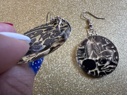 Black Skeleton Earrings: Laser Cut Acrylic Skeletons, Skull, Skulls, Spine, Bones, Halloween, Spooky, Science, Best Gifts for Her/Him/Them