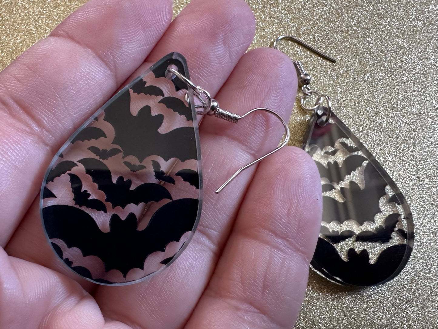 Black Skeleton Earrings: Laser Cut Acrylic Skeletons, Skull, Skulls, Spine, Bones, Halloween, Spooky, Science, Best Gifts for Her/Him/Them