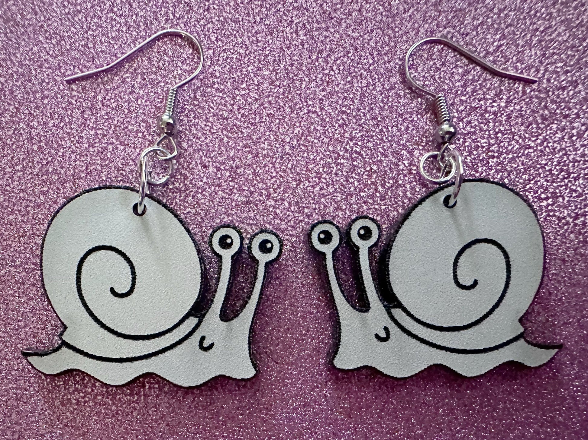 Black & White Snail Earrings: Laser Cut Acrylic Snails, Paintable Snails, Mollusks, Bug, Shells, Animals, Insect, Best Gift for Her/Him/Them