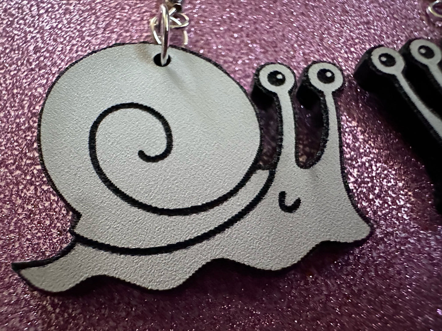 Black & White Snail Earrings: Laser Cut Acrylic Snails, Paintable Snails, Mollusks, Bug, Shells, Animals, Insect, Best Gift for Her/Him/Them