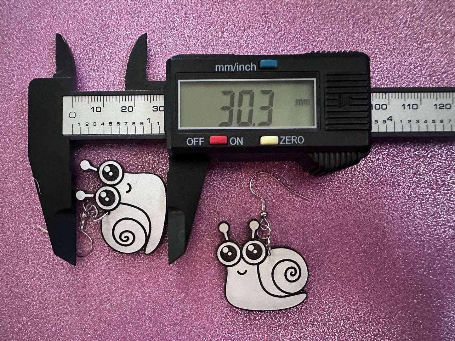 Black & White Snail Earrings: Laser Cut Acrylic Snails, Paintable Snails, Mollusks, Bug, Shells, Animals, Insect, Best Gift for Her/Him/Them