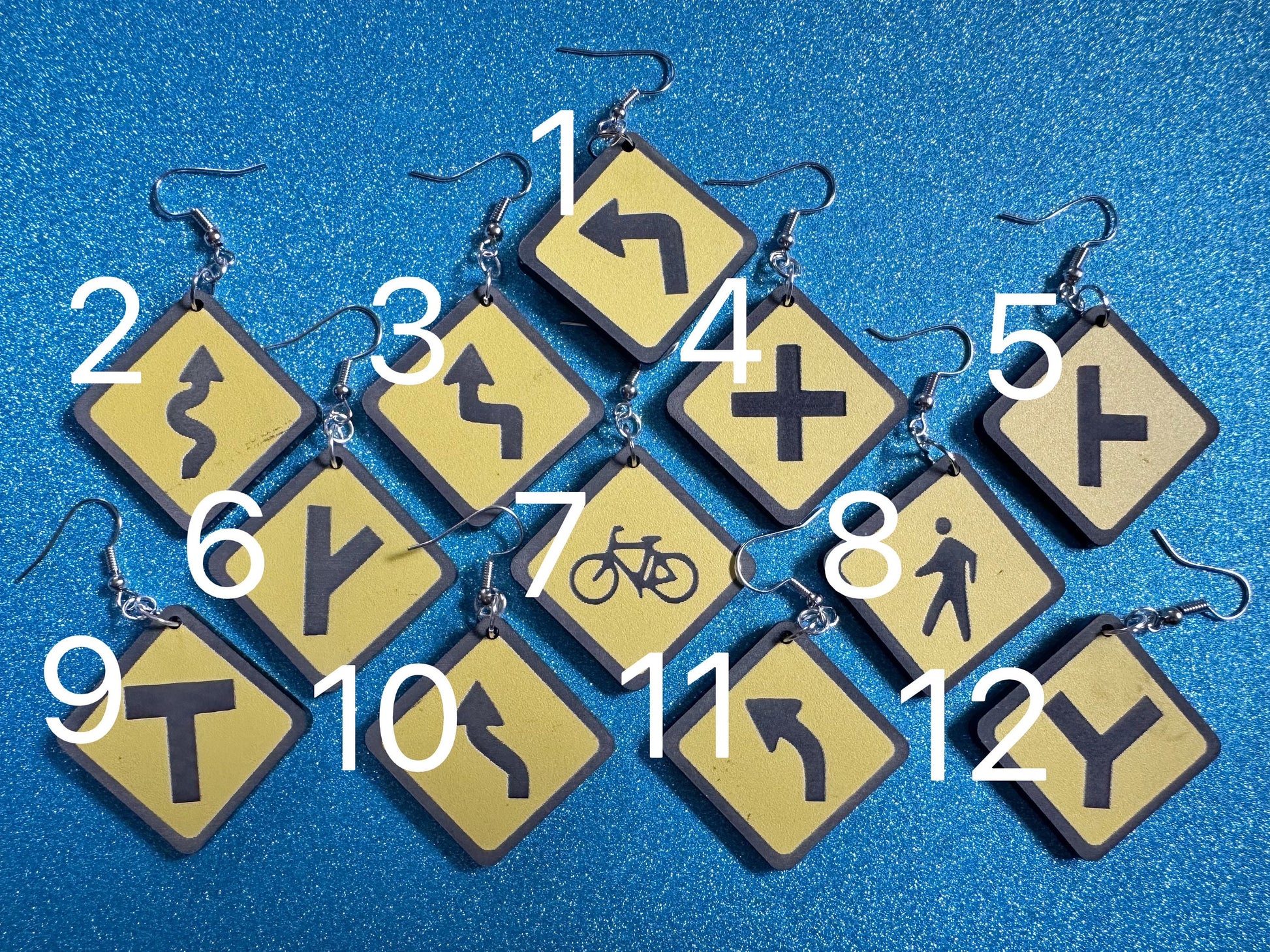 Black & Yellow Road Sign Earrings: Laser Cut Acrylic Road Signs, Driving, Road Sign, Custom Signs, Directions, Best Gifts for Her/Him/Them