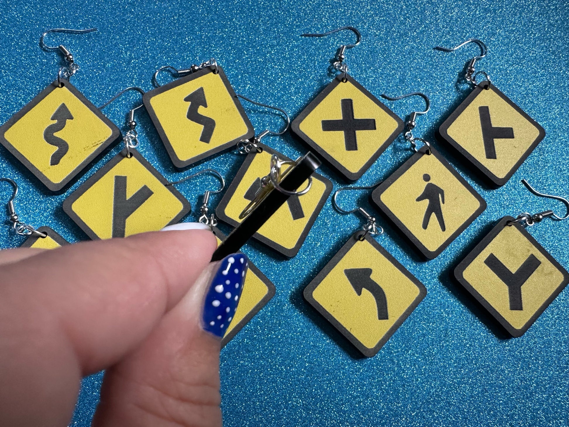 Black & Yellow Road Sign Earrings: Laser Cut Acrylic Road Signs, Driving, Road Sign, Custom Signs, Directions, Best Gifts for Her/Him/Them