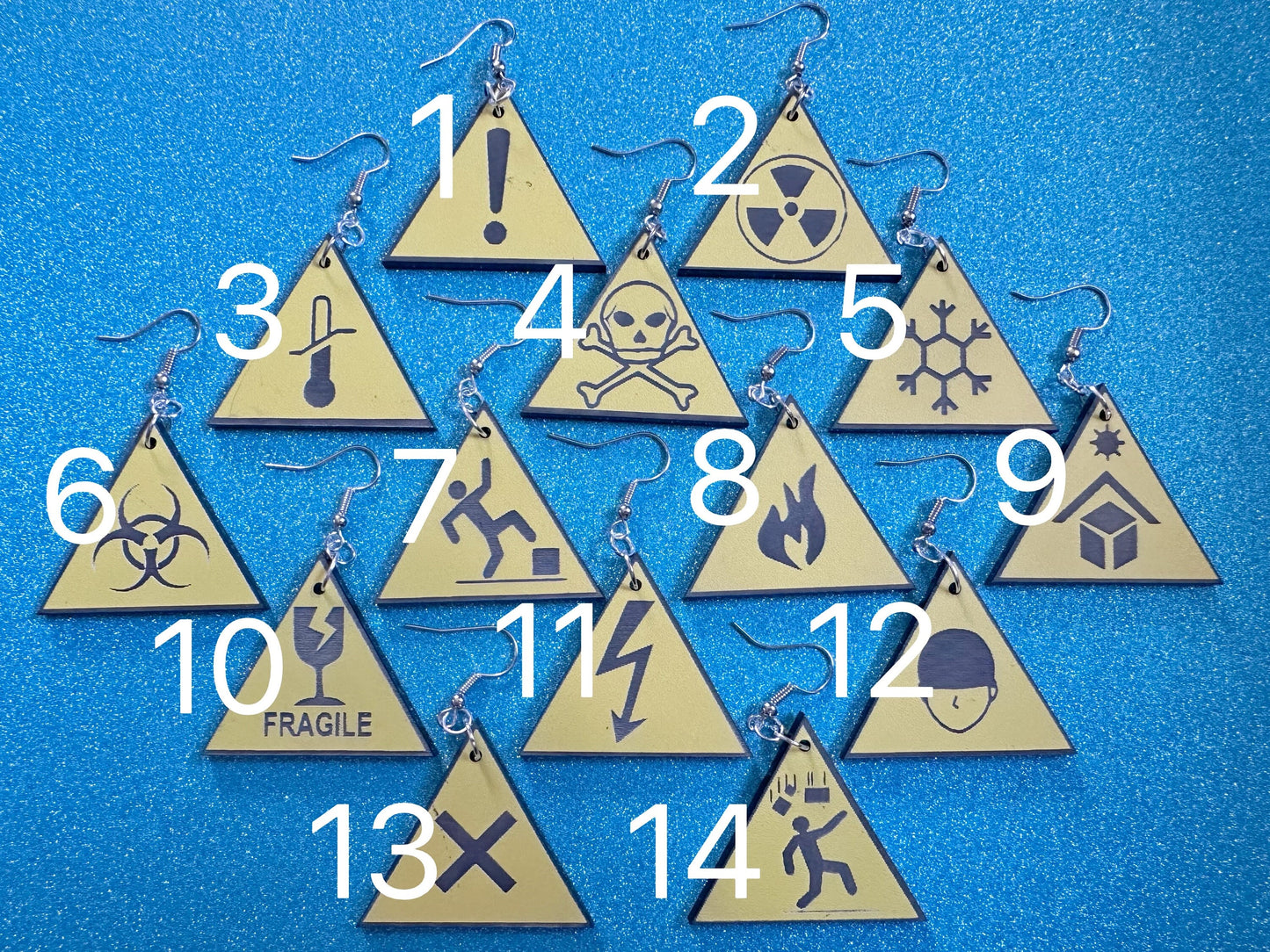 Black and Yellow Sign Earrings: Laser Cut Acrylic Signs, Triangle Signs, Emergency, Danger Sign, Fragile, Best Gifts for Her/Him/Them