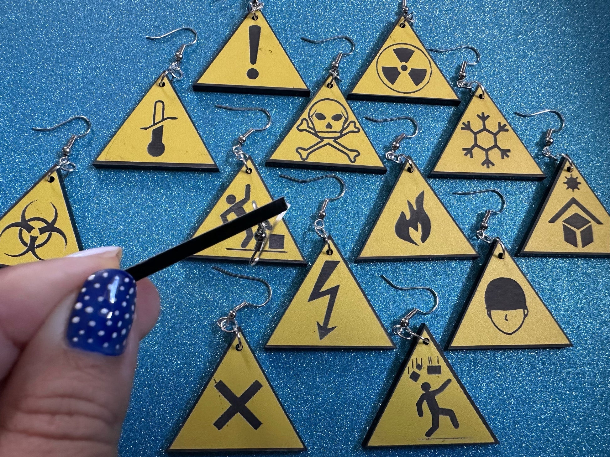 Black and Yellow Sign Earrings: Laser Cut Acrylic Signs, Triangle Signs, Emergency, Danger Sign, Fragile, Best Gifts for Her/Him/Them