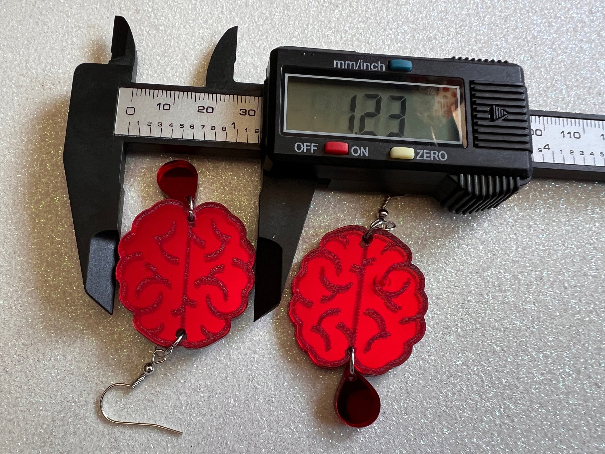 Bleeding Brain Earrings: Halloween, Laser Cut Acrylic Mirrored Brains, Genius, IQ, Nerd, Nurse, Doctor, Best Gifts for Her/Him/Them