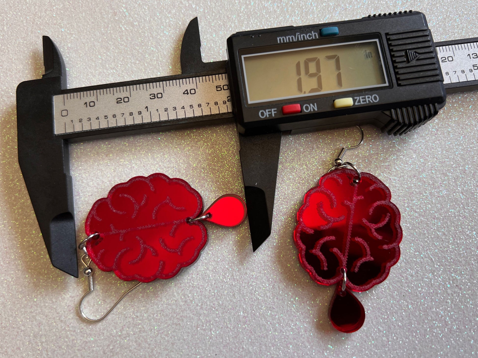Bleeding Brain Earrings: Halloween, Laser Cut Acrylic Mirrored Brains, Genius, IQ, Nerd, Nurse, Doctor, Best Gifts for Her/Him/Them