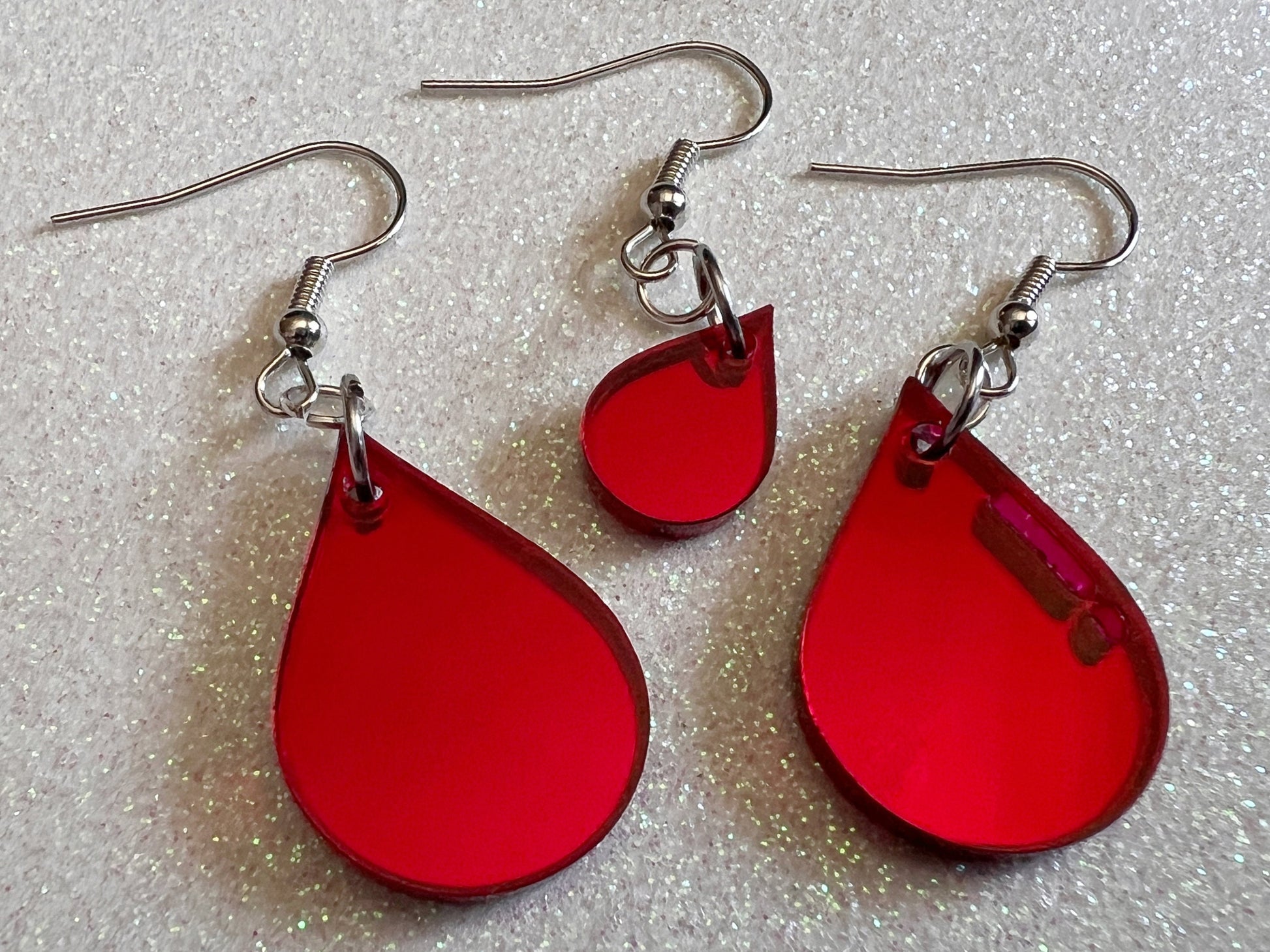 Blood Drop Earrings: Laser Cut Acrylic Blood Droplets, Vampire, Halloween, Scary, Horror, Bloody, Best Gifts for Her/Him/Them