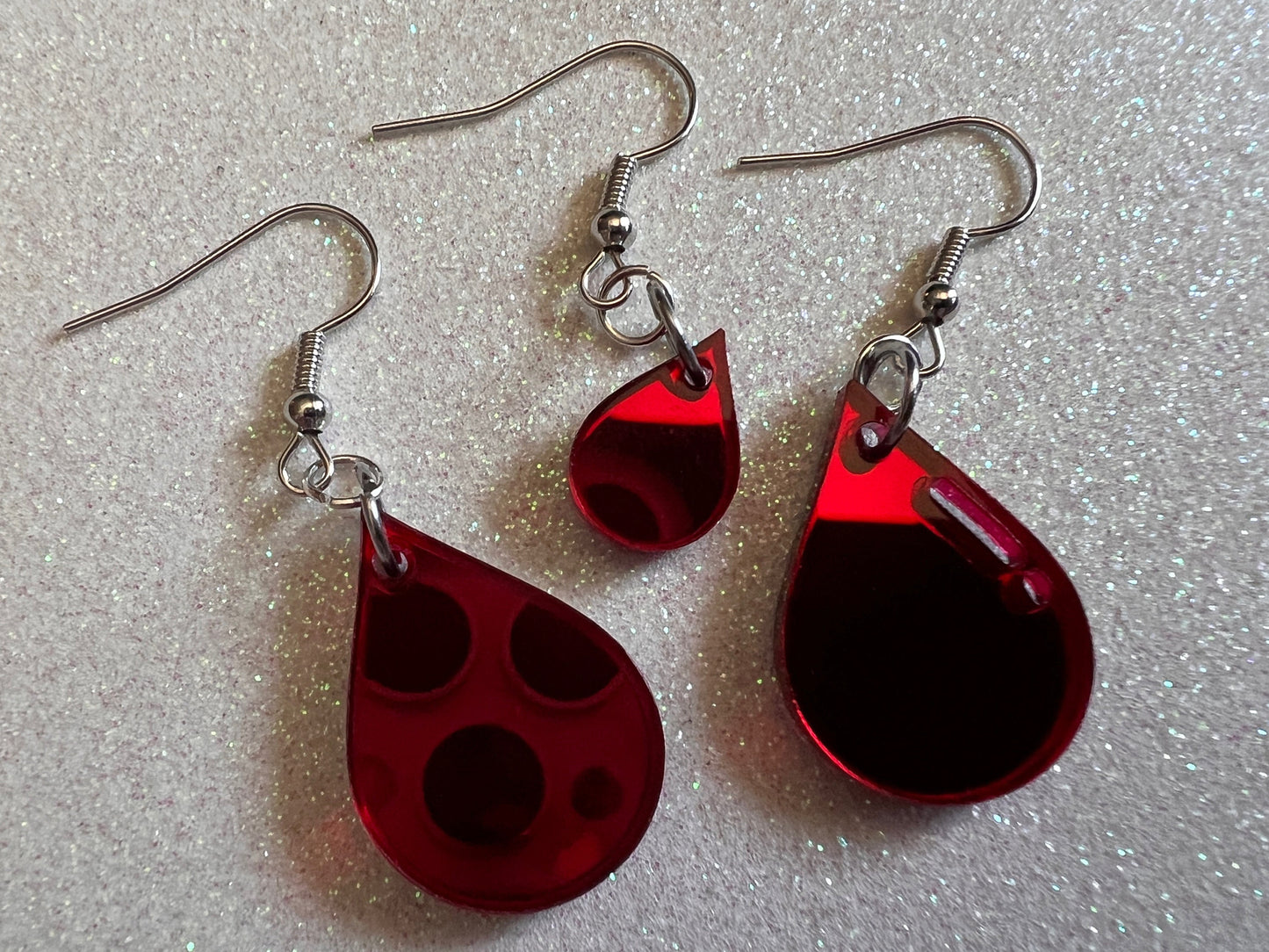 Blood Drop Earrings: Laser Cut Acrylic Blood Droplets, Vampire, Halloween, Scary, Horror, Bloody, Best Gifts for Her/Him/Them