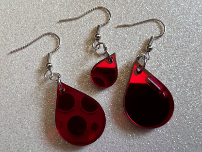 Blood Drop Earrings: Laser Cut Acrylic Blood Droplets, Vampire, Halloween, Scary, Horror, Bloody, Best Gifts for Her/Him/Them