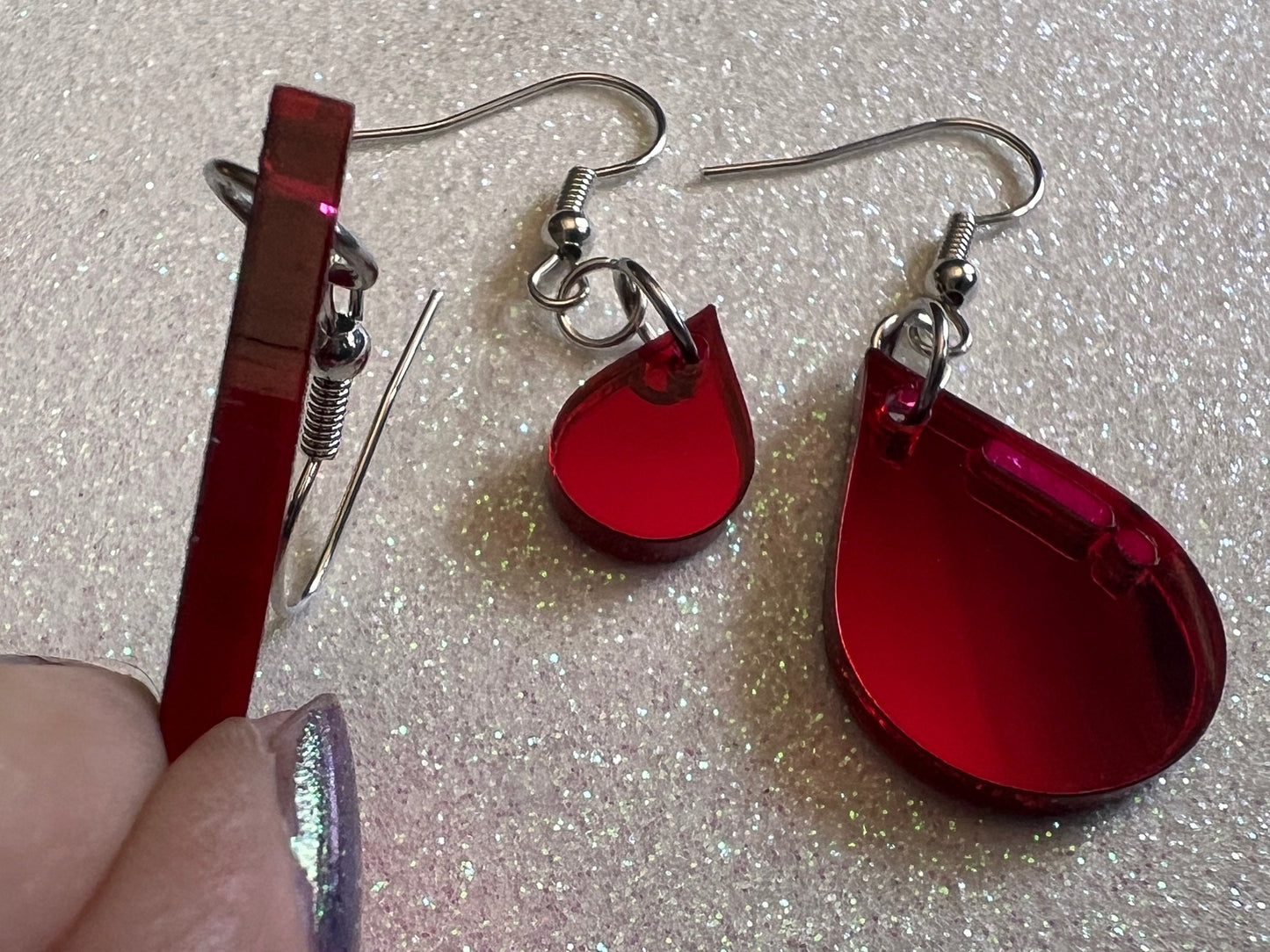 Blood Drop Earrings: Laser Cut Acrylic Blood Droplets, Vampire, Halloween, Scary, Horror, Bloody, Best Gifts for Her/Him/Them