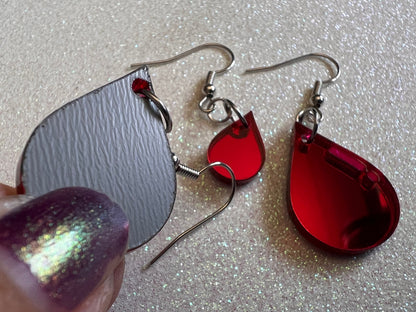 Blood Drop Earrings: Laser Cut Acrylic Blood Droplets, Vampire, Halloween, Scary, Horror, Bloody, Best Gifts for Her/Him/Them