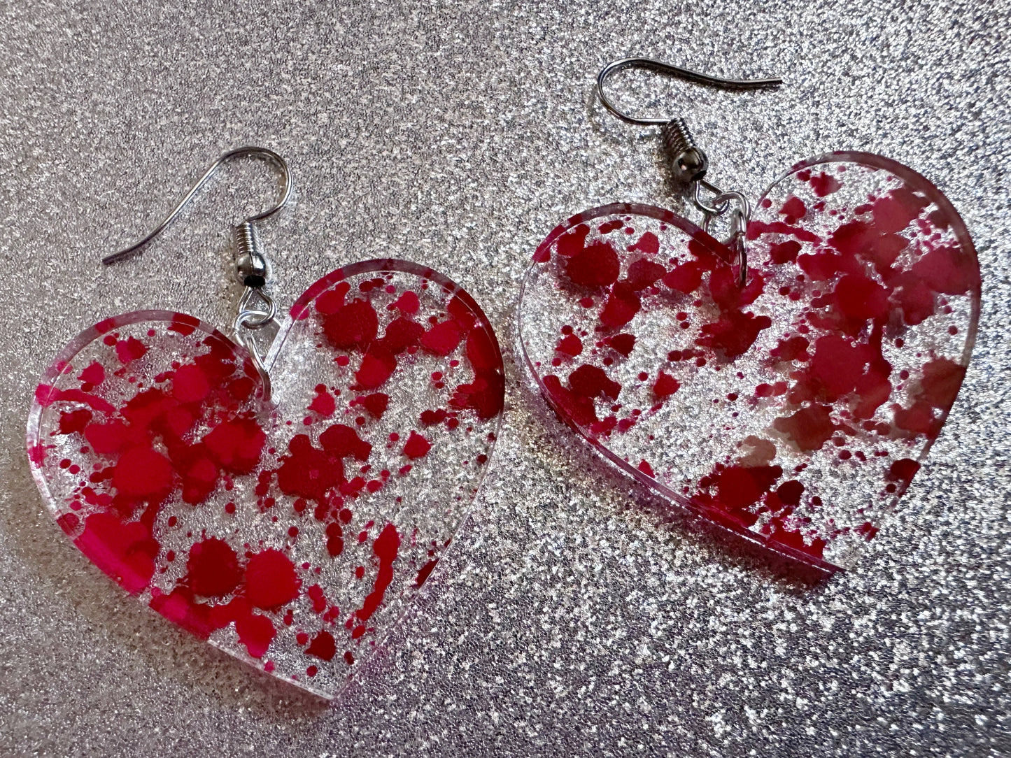 Blood Splatter Earrings: Laser Cut Acrylic Halloween Bloody Splashes, Halloween, Murder, Victim, Corpse, Crime, Best Gifts for Her/Him/Them