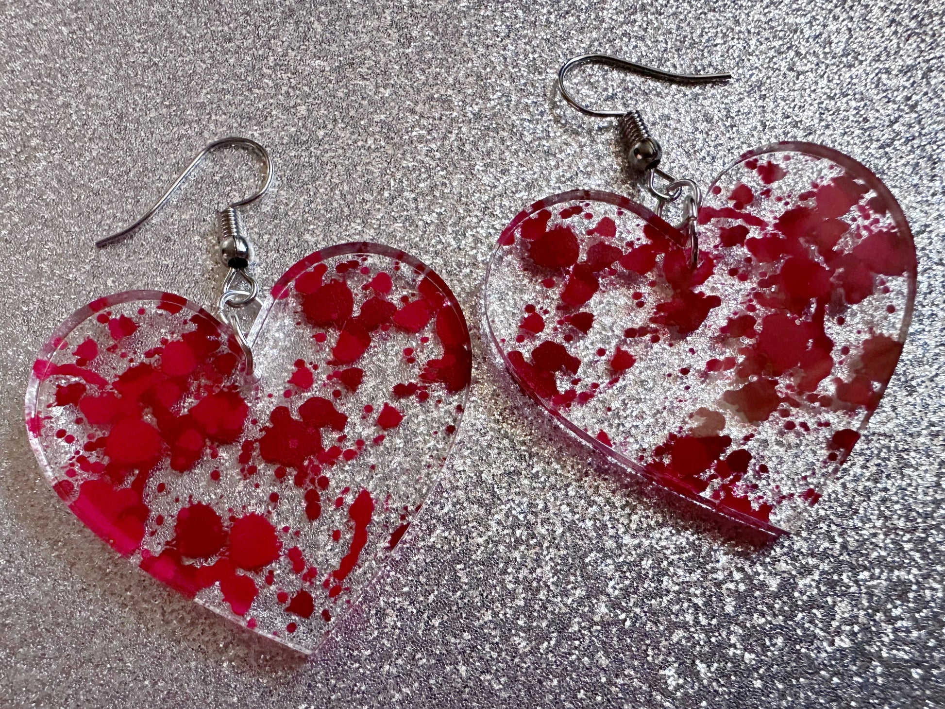 Blood Splatter Earrings: Laser Cut Acrylic Halloween Bloody Splashes, Halloween, Murder, Victim, Corpse, Crime, Best Gifts for Her/Him/Them
