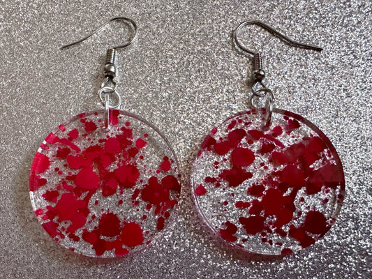Blood Splatter Earrings: Laser Cut Acrylic Halloween Bloody Splashes, Halloween, Murder, Victim, Corpse, Crime, Best Gifts for Her/Him/Them
