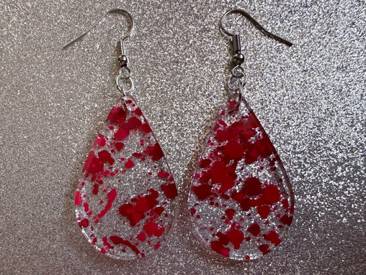 Blood Splatter Earrings: Laser Cut Acrylic Halloween Bloody Splashes, Halloween, Murder, Victim, Corpse, Crime, Best Gifts for Her/Him/Them