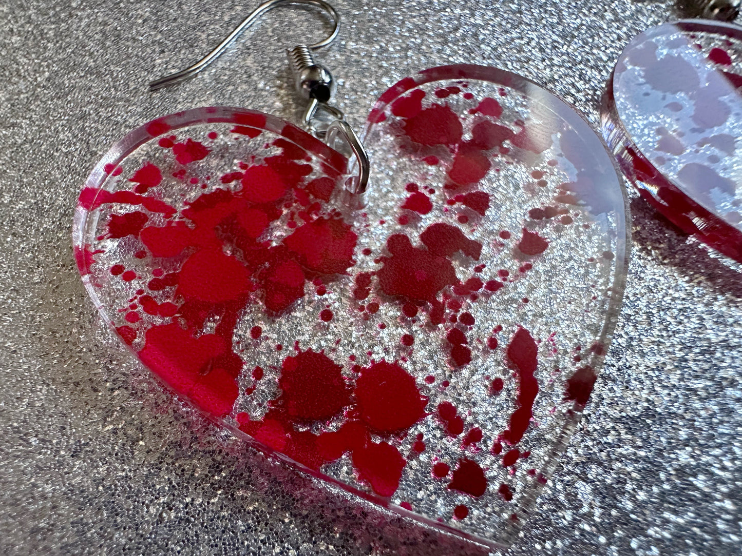 Blood Splatter Earrings: Laser Cut Acrylic Halloween Bloody Splashes, Halloween, Murder, Victim, Corpse, Crime, Best Gifts for Her/Him/Them