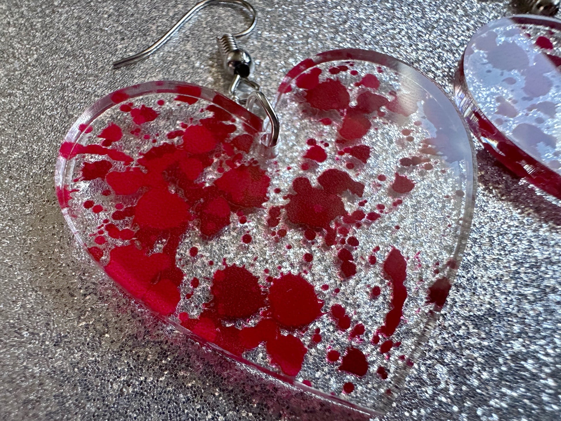 Blood Splatter Earrings: Laser Cut Acrylic Halloween Bloody Splashes, Halloween, Murder, Victim, Corpse, Crime, Best Gifts for Her/Him/Them