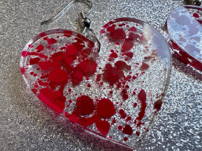 Blood Splatter Earrings: Laser Cut Acrylic Halloween Bloody Splashes, Halloween, Murder, Victim, Corpse, Crime, Best Gifts for Her/Him/Them