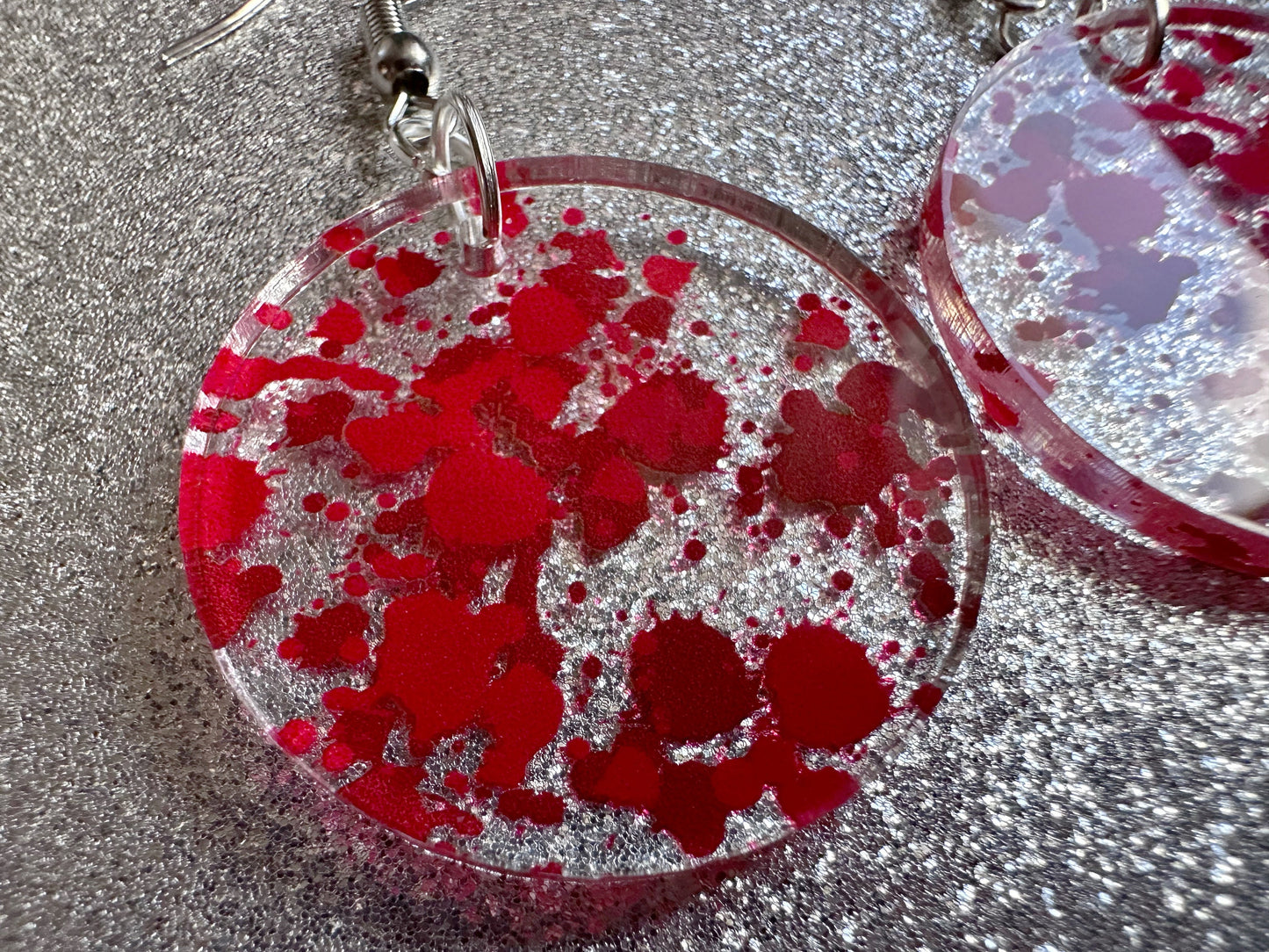 Blood Splatter Earrings: Laser Cut Acrylic Halloween Bloody Splashes, Halloween, Murder, Victim, Corpse, Crime, Best Gifts for Her/Him/Them