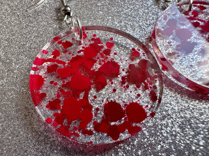 Blood Splatter Earrings: Laser Cut Acrylic Halloween Bloody Splashes, Halloween, Murder, Victim, Corpse, Crime, Best Gifts for Her/Him/Them