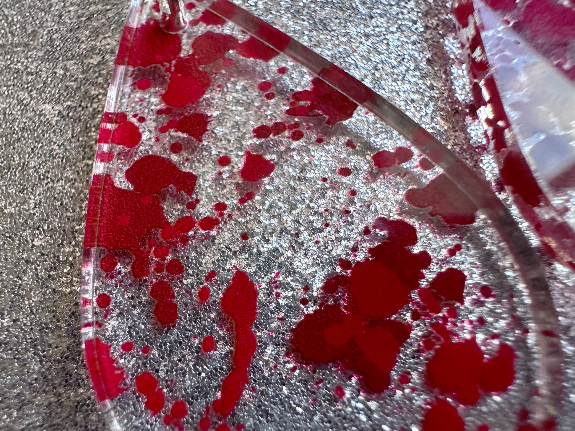 Blood Splatter Earrings: Laser Cut Acrylic Halloween Bloody Splashes, Halloween, Murder, Victim, Corpse, Crime, Best Gifts for Her/Him/Them