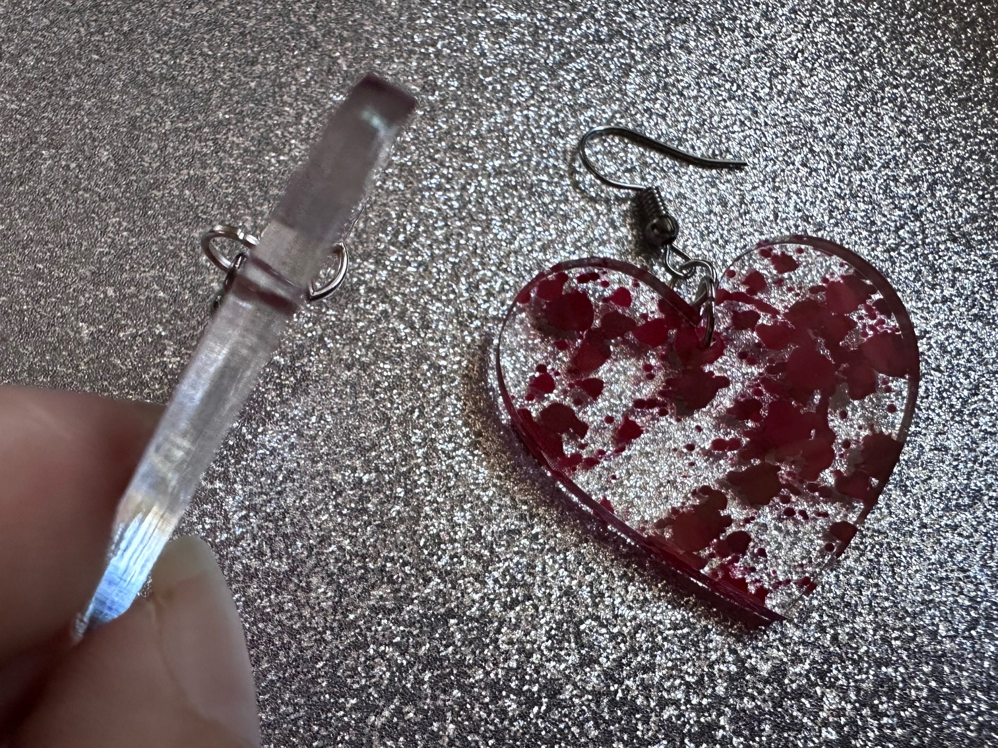 Blood Splatter Earrings: Laser Cut Acrylic Halloween Bloody Splashes, Halloween, Murder, Victim, Corpse, Crime, Best Gifts for Her/Him/Them