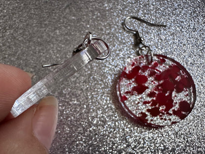 Blood Splatter Earrings: Laser Cut Acrylic Halloween Bloody Splashes, Halloween, Murder, Victim, Corpse, Crime, Best Gifts for Her/Him/Them