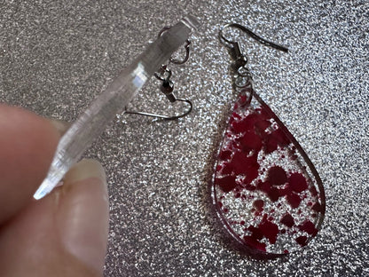 Blood Splatter Earrings: Laser Cut Acrylic Halloween Bloody Splashes, Halloween, Murder, Victim, Corpse, Crime, Best Gifts for Her/Him/Them