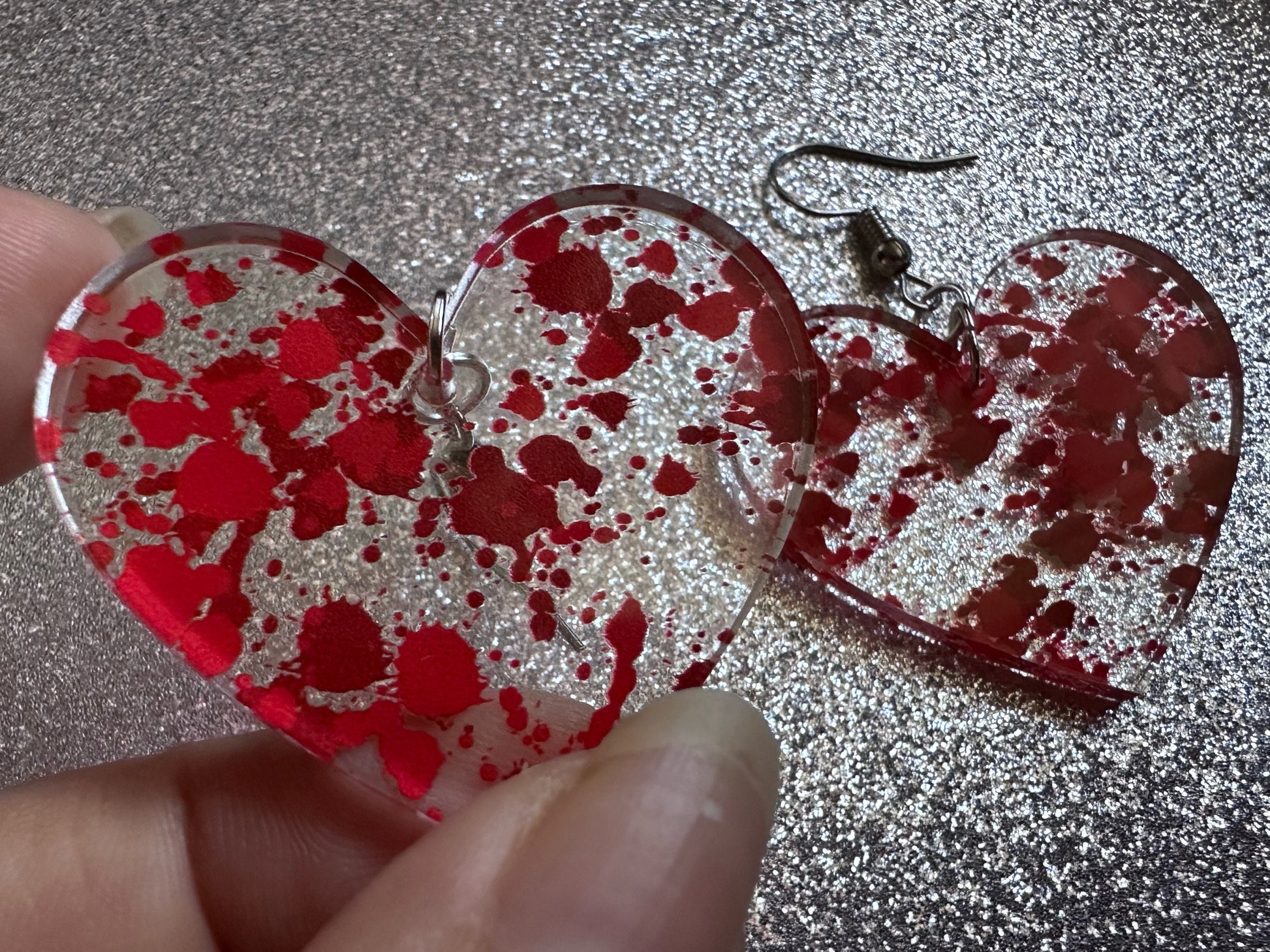 Blood Splatter Earrings: Laser Cut Acrylic Halloween Bloody Splashes, Halloween, Murder, Victim, Corpse, Crime, Best Gifts for Her/Him/Them