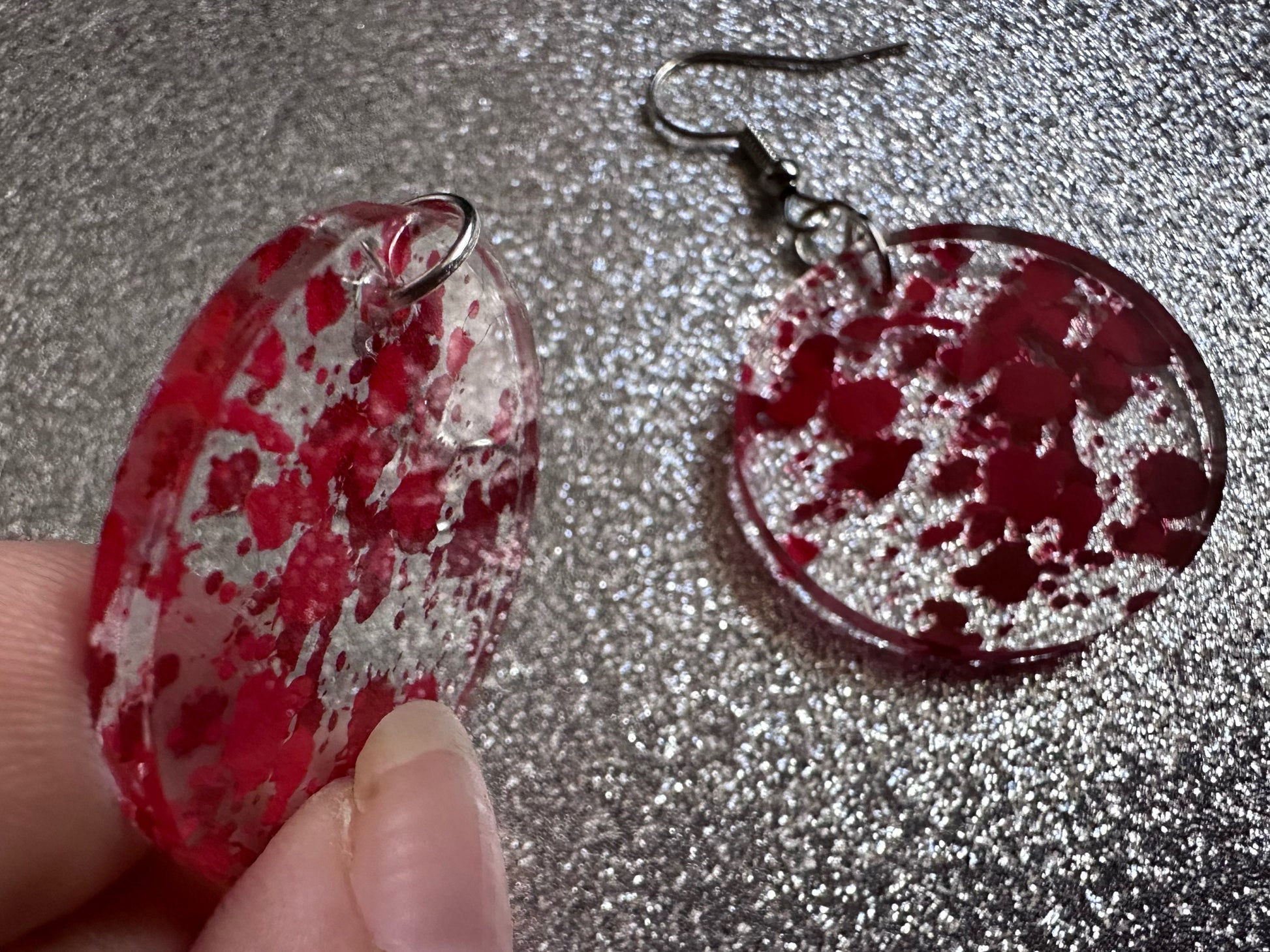 Blood Splatter Earrings: Laser Cut Acrylic Halloween Bloody Splashes, Halloween, Murder, Victim, Corpse, Crime, Best Gifts for Her/Him/Them