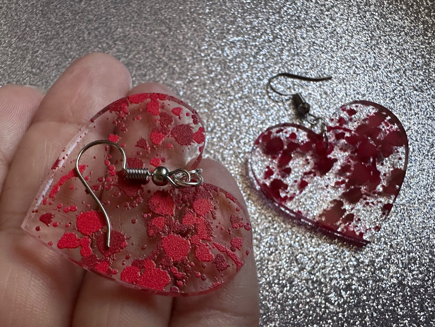 Blood Splatter Earrings: Laser Cut Acrylic Halloween Bloody Splashes, Halloween, Murder, Victim, Corpse, Crime, Best Gifts for Her/Him/Them