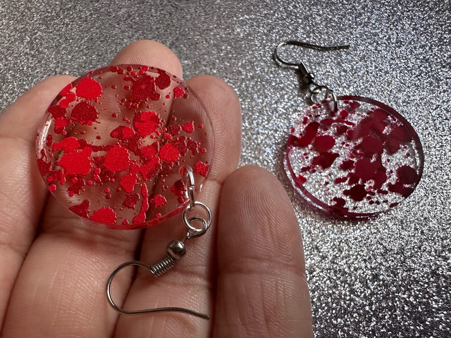 Blood Splatter Earrings: Laser Cut Acrylic Halloween Bloody Splashes, Halloween, Murder, Victim, Corpse, Crime, Best Gifts for Her/Him/Them