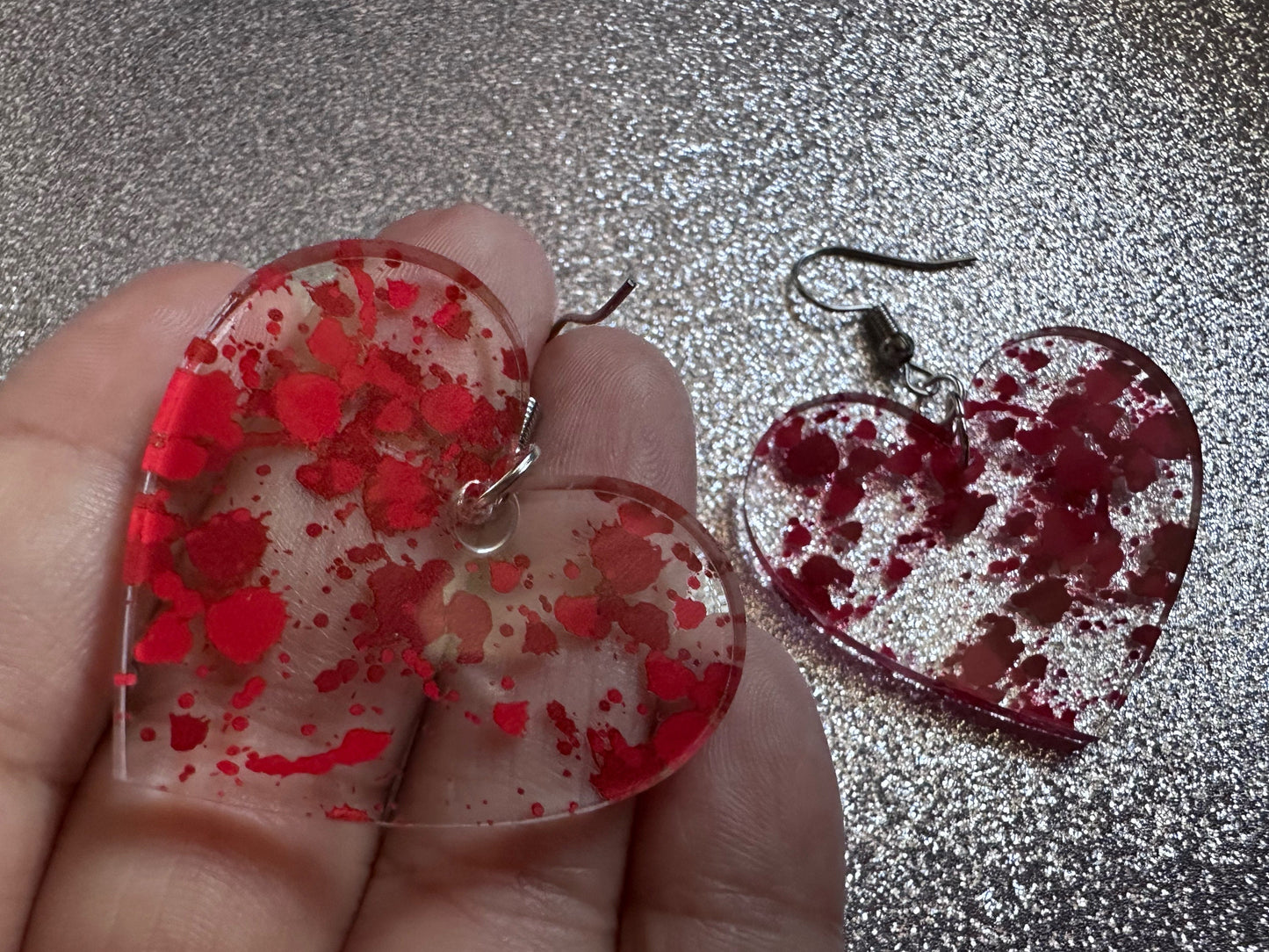 Blood Splatter Earrings: Laser Cut Acrylic Halloween Bloody Splashes, Halloween, Murder, Victim, Corpse, Crime, Best Gifts for Her/Him/Them
